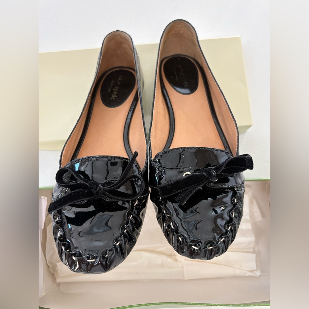 Patent Leather Black Ballet Flats with Bow